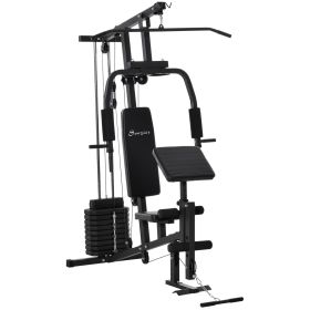 Home Gym Station Multifunction Fitness Workout Bench Black Comprehensive Exercise Hub 58.25L x 42.5W x 81.5H