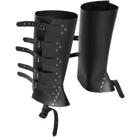 Medieval Renaissance Knight PU Leather Punk Leggings Boots Shoe Cover (Option: Black)