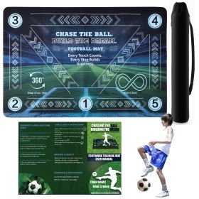 Football Training Mat For Kids & Teens - 24x36 Inch Soccer Agility Footwork Trainer With Step Over, 360 Turn & Dribbling Paths - Indoor Skills Eq (Option: Blue)