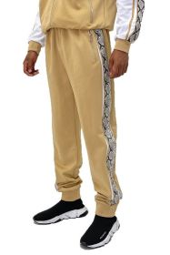 Weiv Mens Snake Side Tape Jogger Pants (Color: Khaki, size: 3XL)