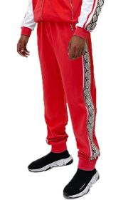Weiv Mens Snake Side Tape Jogger Pants (Color: Red, size: L)