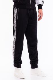 Weiv Mens Snake Side Tape Jogger Pants (Color: Black, size: 3XL)