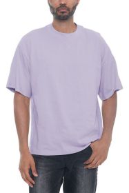 Premium Cotton Drop Shoulder Tee (Color: SEA FOG, size: M)