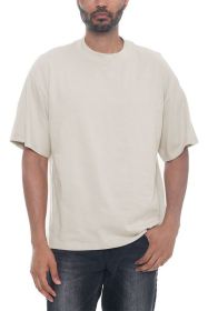 Premium Cotton Drop Shoulder Tee (Color: OATMEAL, size: 2XL)