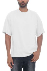 Premium Cotton Drop Shoulder Tee (Color: White, size: M)