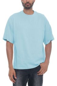 Premium Cotton Drop Shoulder Tee (Color: POWDER BLUE, size: M)