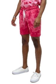 Cotton Tye Dye Sweat Shorts (Color: Red, size: L)