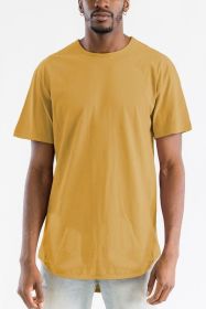 Extended Scallop Round Neck Tshirt (Color: MUSTARD, size: M)
