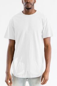 Extended Scallop Round Neck Tshirt (Color: White, size: L)
