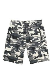 COTTON BLEND LOUNGE SWEAT SHORTS (Color: CAMO GREY, size: S)