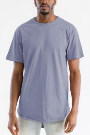 Extended Scallop Round Neck Tshirt (Color: RAISIN, size: M)