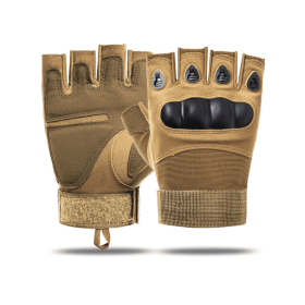 JupiterGear Tactical Fingerless Airsoft Gloves for Outdoor Sports (Color: Tan, size: L)
